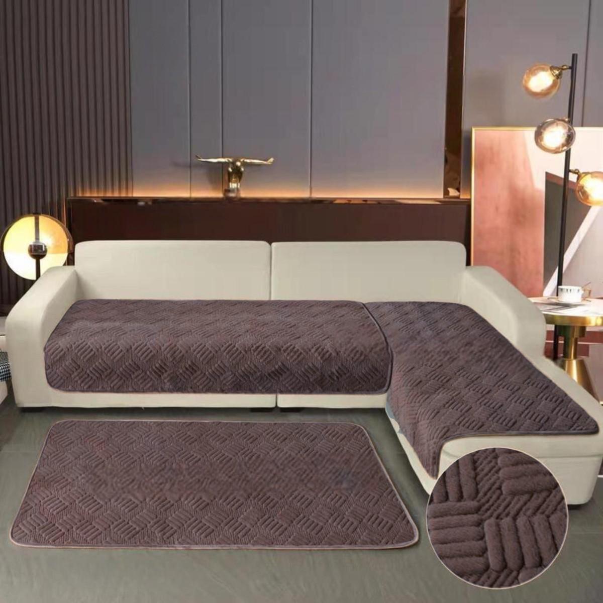 Покрывало велюровое Koloco 3 шт. Темно-коричневый (41026) - фото 2 Покрывало велюровое Koloco 3 шт. Темно-коричневый (41026) - фото 2