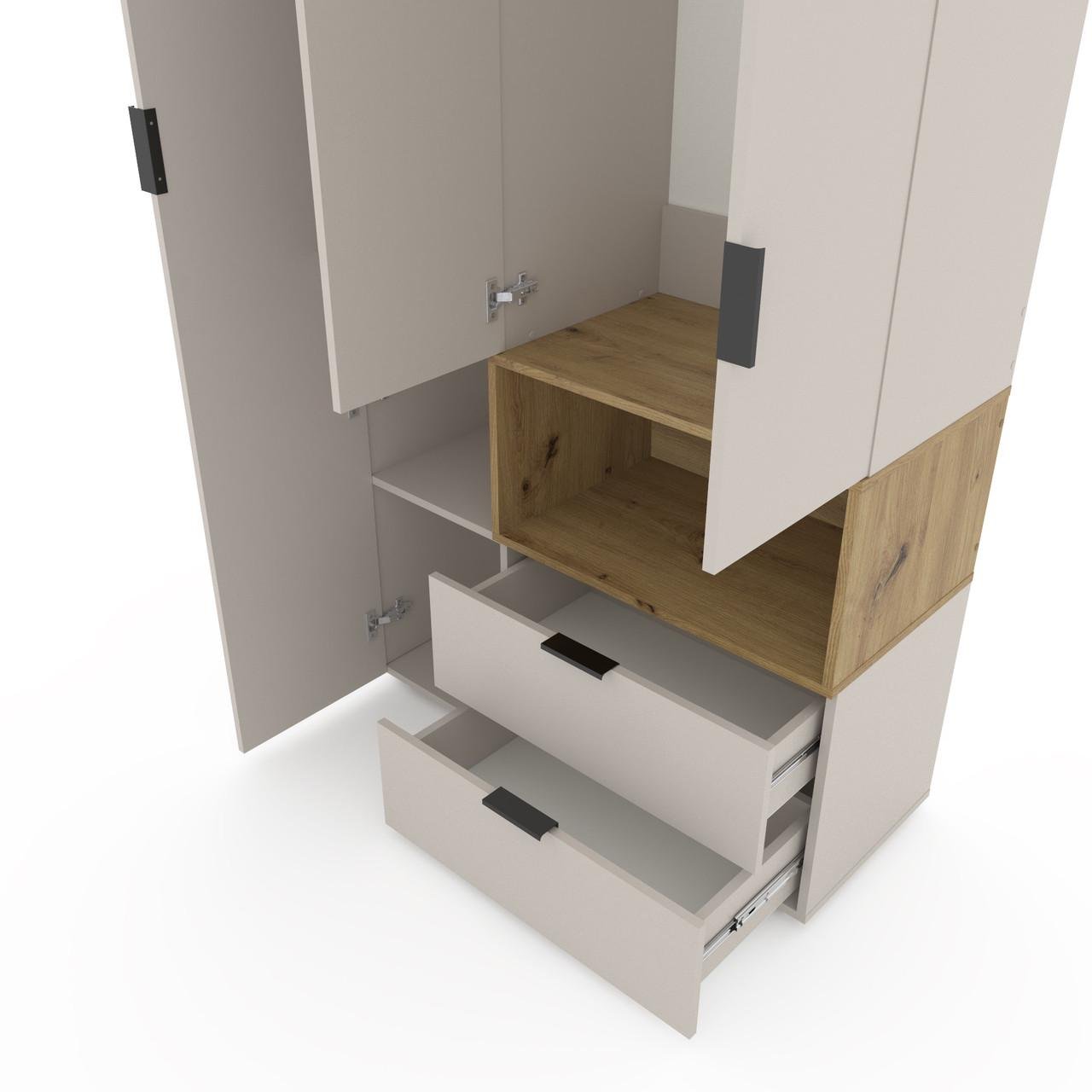 Шкаф Metkas Home A002R ЛДСП 1000x420x2300 мм Кашемир/Дуб Артизан - фото 4 Шкаф Metkas Home A002R ЛДСП 1000x420x2300 мм Кашемир/Дуб Артизан - фото 4