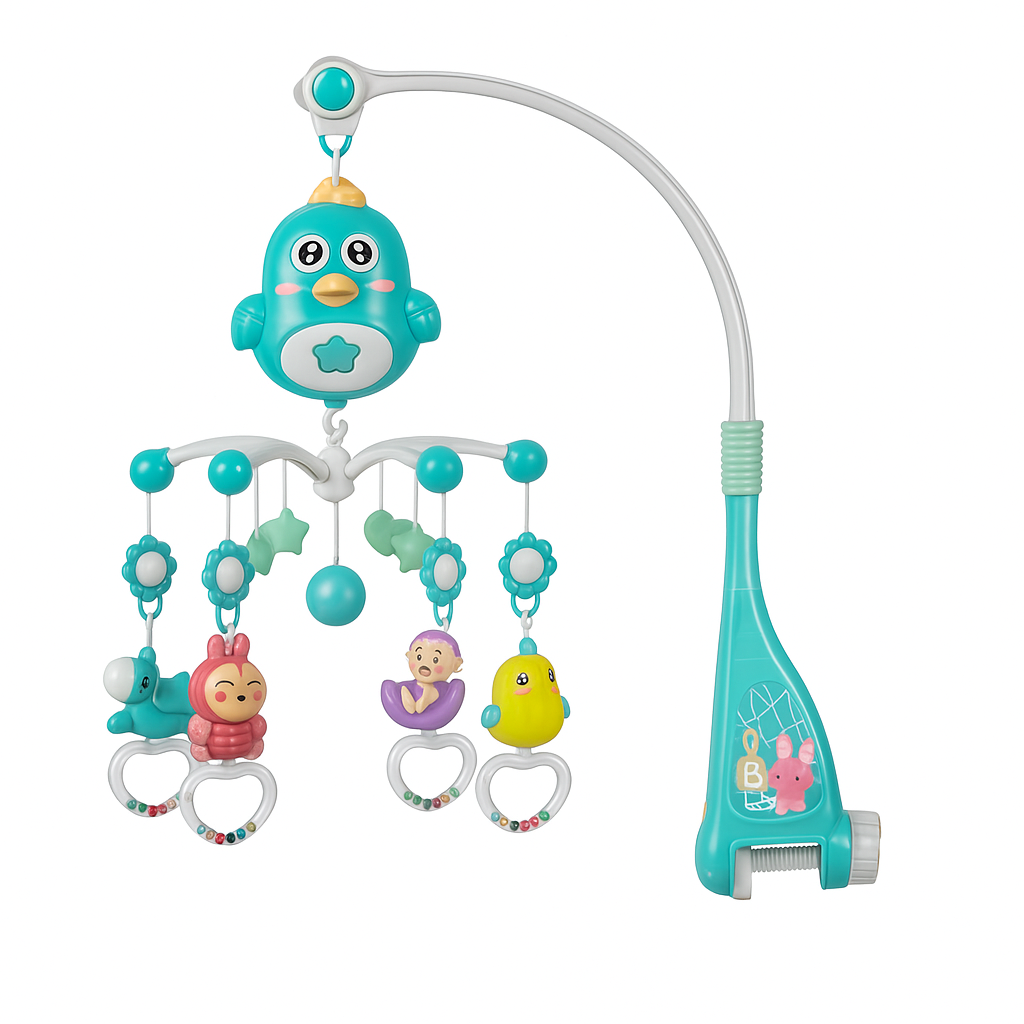 Карусель на кроватку с проектором и мелодиями 648A-56-4 погремушки/свет и музыка Голубой