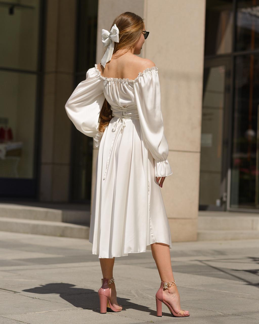 Платье женское миди из шелка Армани Шампань - фото 3 Платье женское миди из шелка Армани Шампань - фото 3