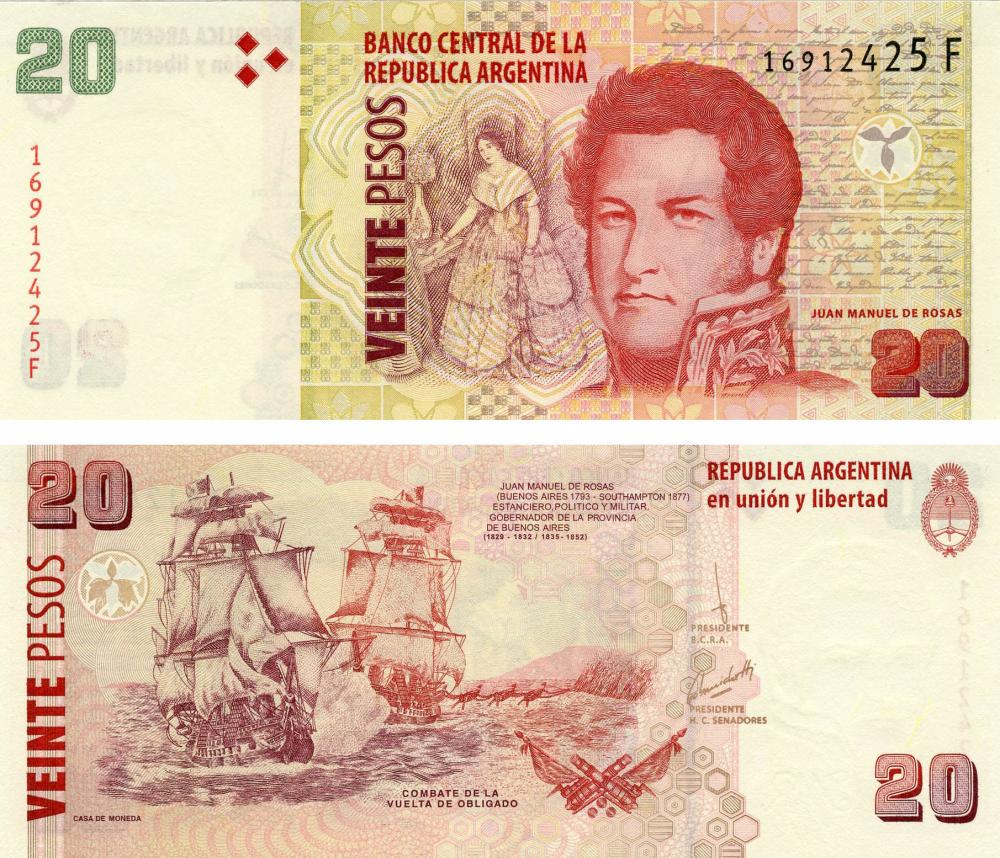Коллекционная банкнота Аргентина 20 песо 2003 UNC P355 (Б12731)