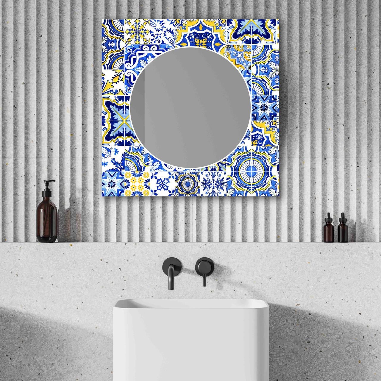 Зеркало на стену NovellaPrint с рисунком плитки квадратное 50х50 см (2004.4)