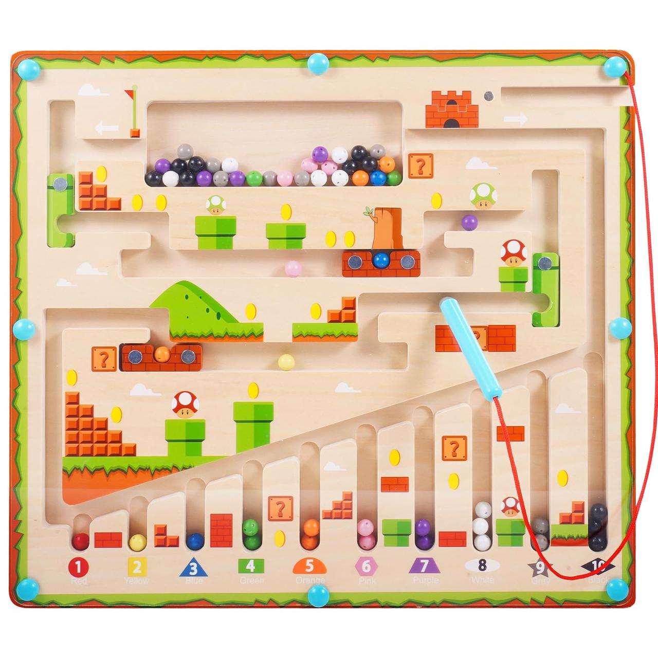 Игра-лабиринт сортер магнитная деревянная Gifitizi Montessori от 18 месяцев (SKU-223)