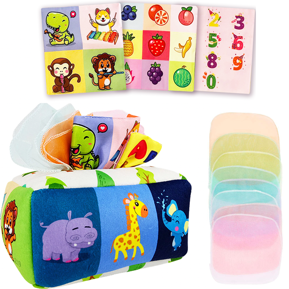 Диспенсер з хустками Монтессорі 11 платочків Тваринки Диспенсер з хустками Монтессорі 11 платочків Тваринки