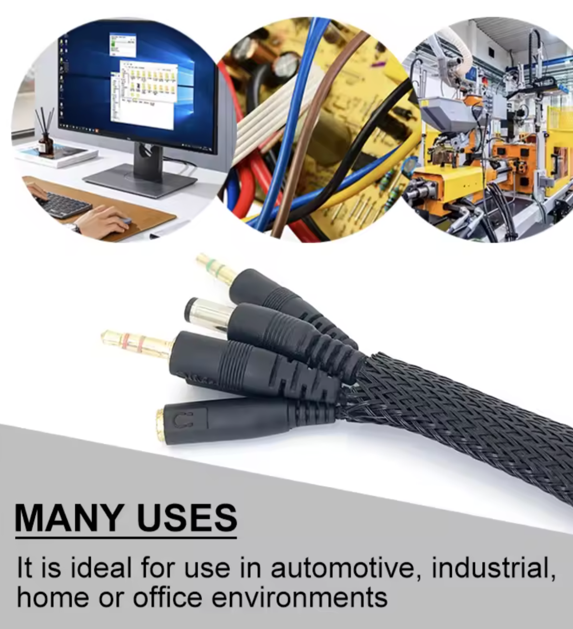 Оплетка защитная термостойкая JDD Tech полиамидное моноволокно Ø14-30 мм 10 м Черный (000049878) - фото 8