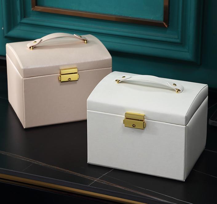Шкатулка для украшений многоуровневая 17,5х13х14 см экокожа Золотистый/Белый (ШДД-27-2) - фото 7 Шкатулка для украшений многоуровневая 17,5х13х14 см экокожа Золотистый/Белый (ШДД-27-2) - фото 7