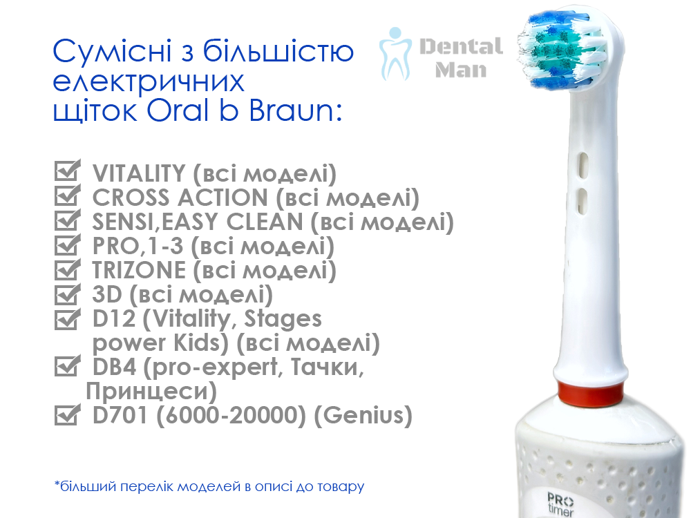 Насадки для електричної зубної щітки Oral-B Braun Dental Man EB17-X жорсткість середня універсальні 4 шт. (47901521) - фото 4