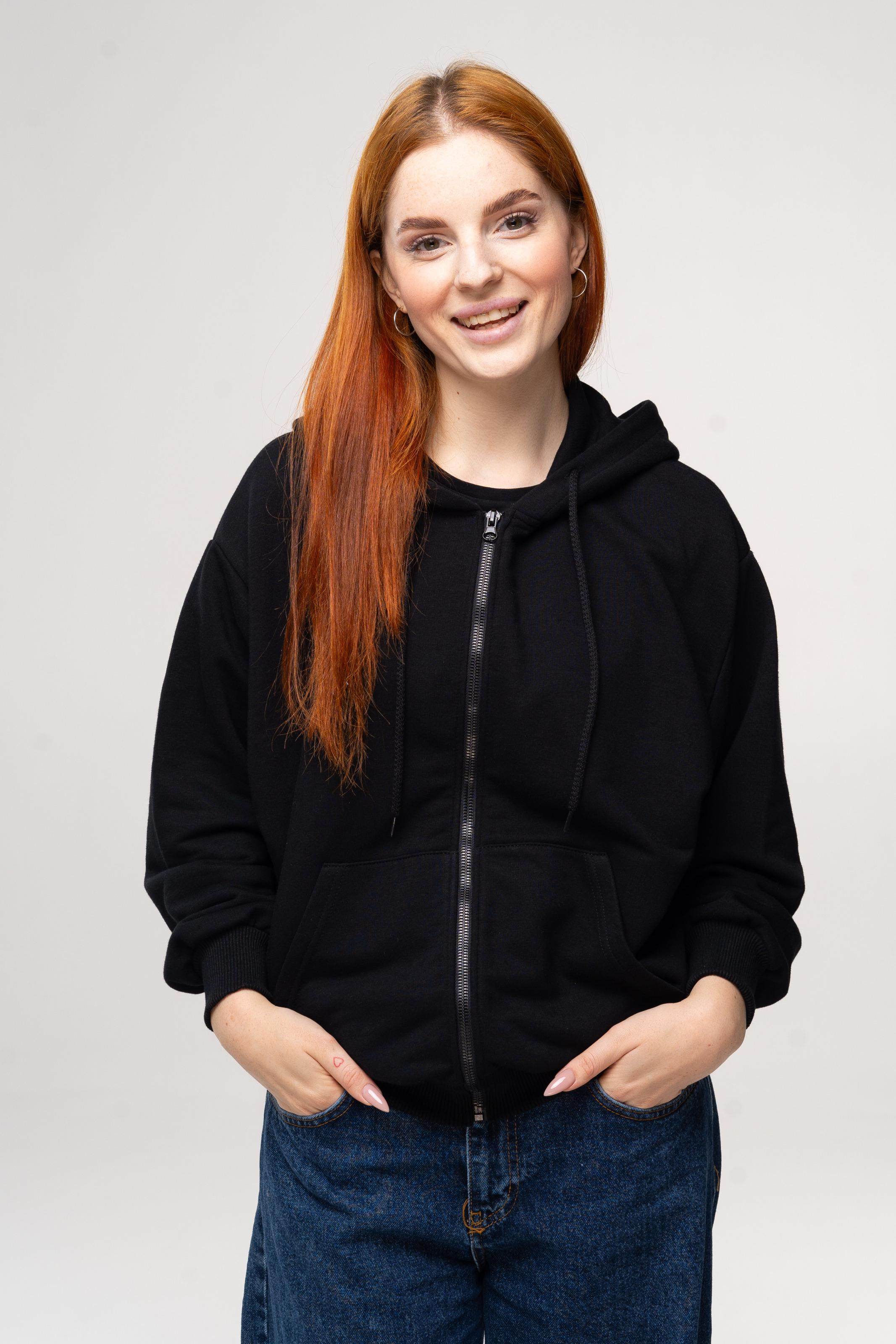 Худі на блискавці жіноче ROZA 211201 L Чорний (4824005686955) - фото 3 Худі на блискавці жіноче ROZA 211201 L Чорний (4824005686955) - фото 3