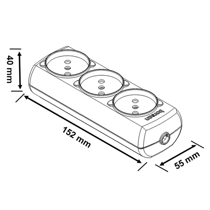 Подовжувач Borsan 3 гнізда 2 м без заземлення (BR-1543-2) - фото 2 Подовжувач Borsan 3 гнізда 2 м без заземлення (BR-1543-2) - фото 2
