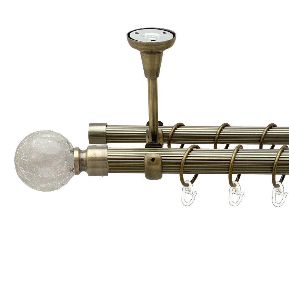 Карниз Orvit Сепія металевий дворядний відкритий до стелі рифлена труба кільце металеве 25/19 мм 240 см Антик (00-00018903)