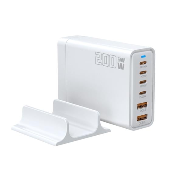 Зарядний пристрій мережевий багатоканальний GaN YFY-IQ37 200W Білий (7193671)