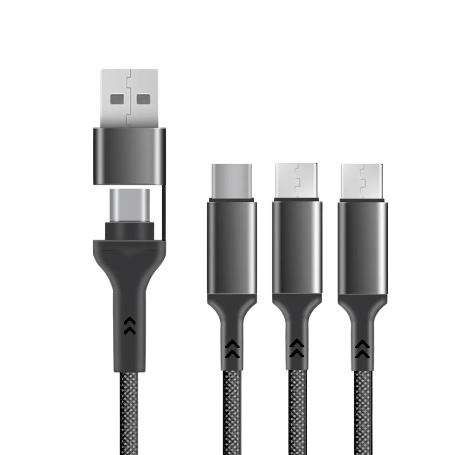 Кабель для зарядки USB/Type-C/Lightning/Micro USB 1,2 м 60W 2,4A Черный (10_9_1.2m_1)