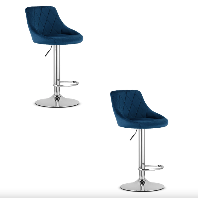 Барный стул Leobert Kast со спинкой 2 шт. Темно-синий (4634)