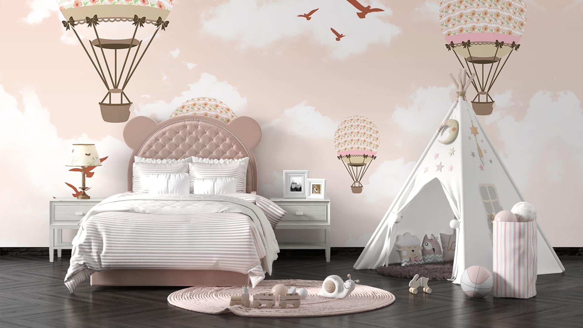 Фотошпалери флізелінові Styleo Print-walls Повітряні кулі у рожевому небі 0906 300х200 см (Pw-0906)