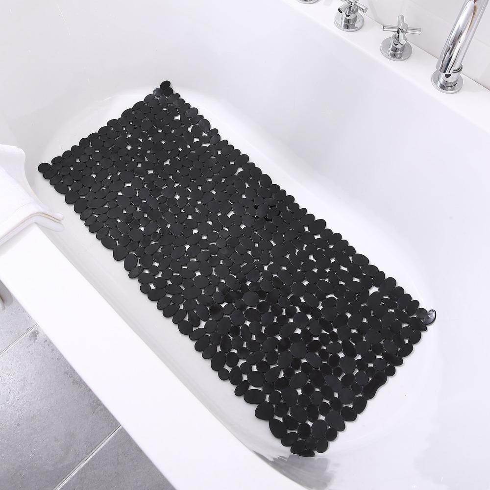 Килимок для душу та ванної кімнати силіконовий прямокутний антиковзаючий 40х88 см Чорний