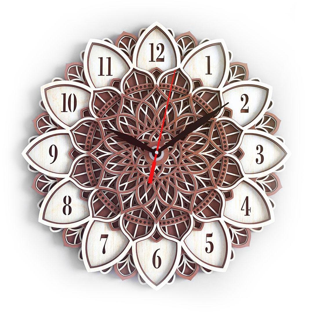Настенные часы из дерева Мандала MCLO10003 hand made под окрашивание