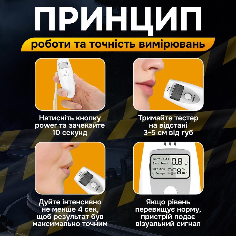 Алкотестер побутовий цифровий c lcd дисплеєм Andowl Q-CS12X1 Білий (faec4bdb) - фото 3