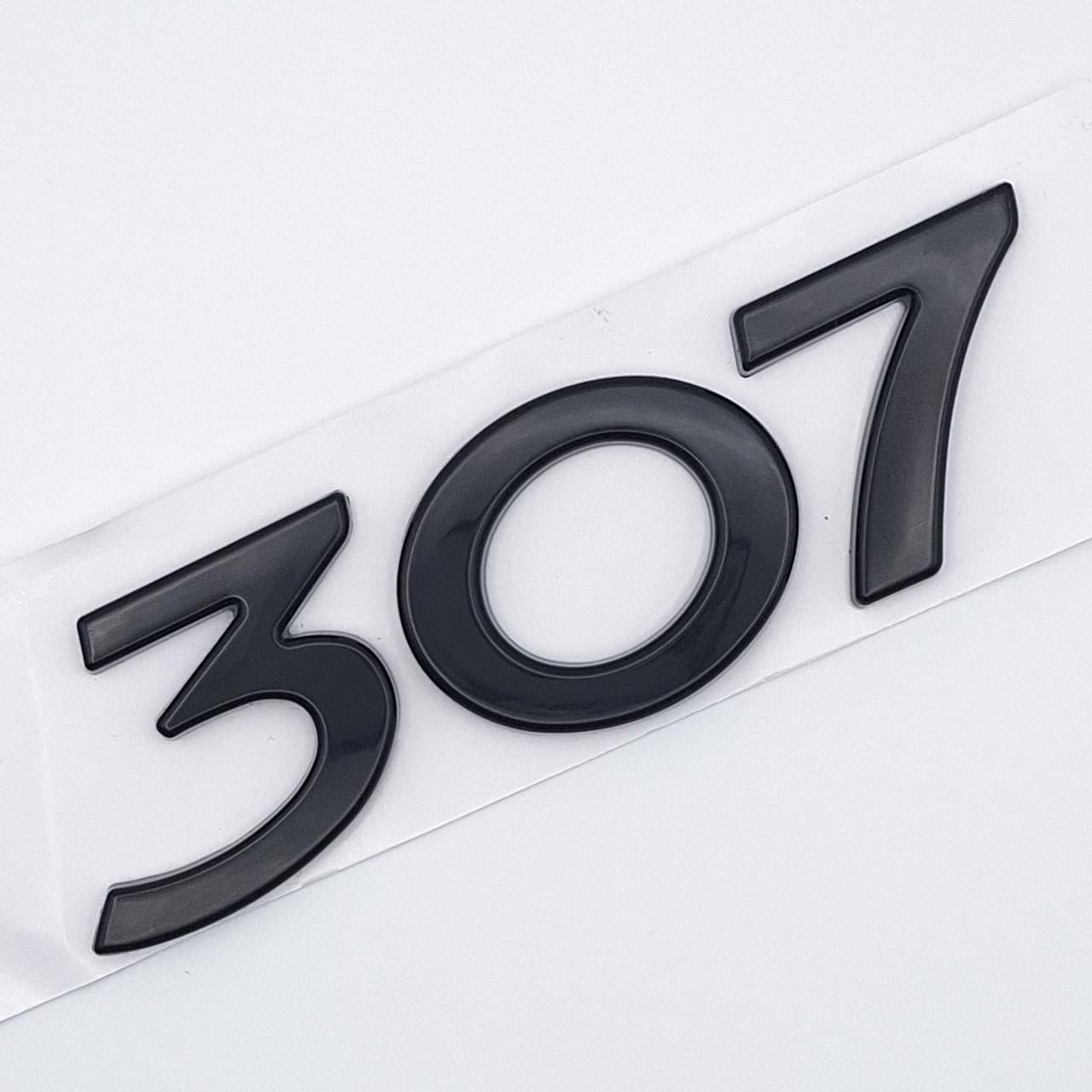 Эмблема надпись 307 Peugeot ABS 11х3,1 см Черный глянцевый (2343505970)