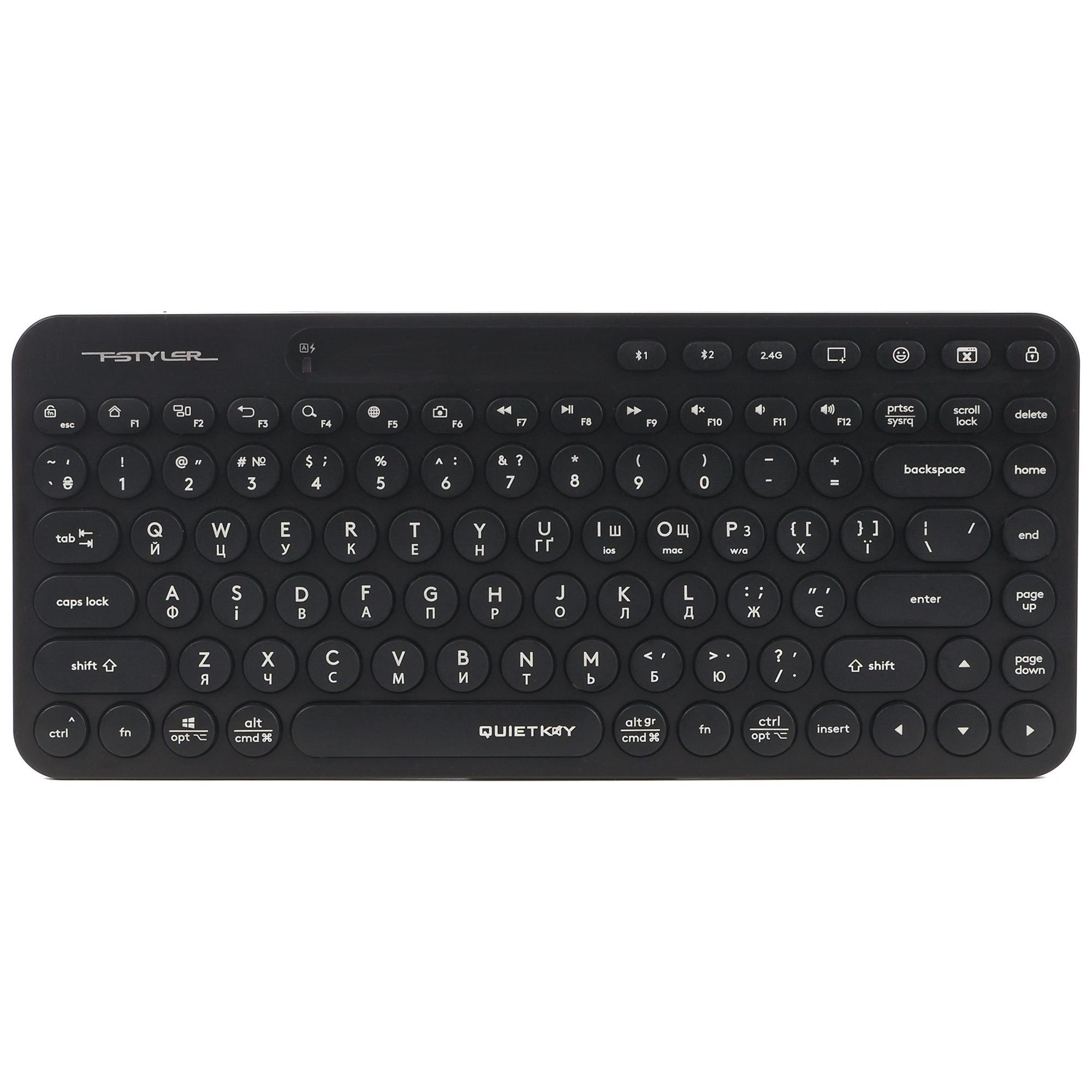 Клавиатура беспроводная A4Tech FBK26C AS Bluetooth/2,4 ГГц мембранная ENG/UKR Black (FBK26C AS Black)