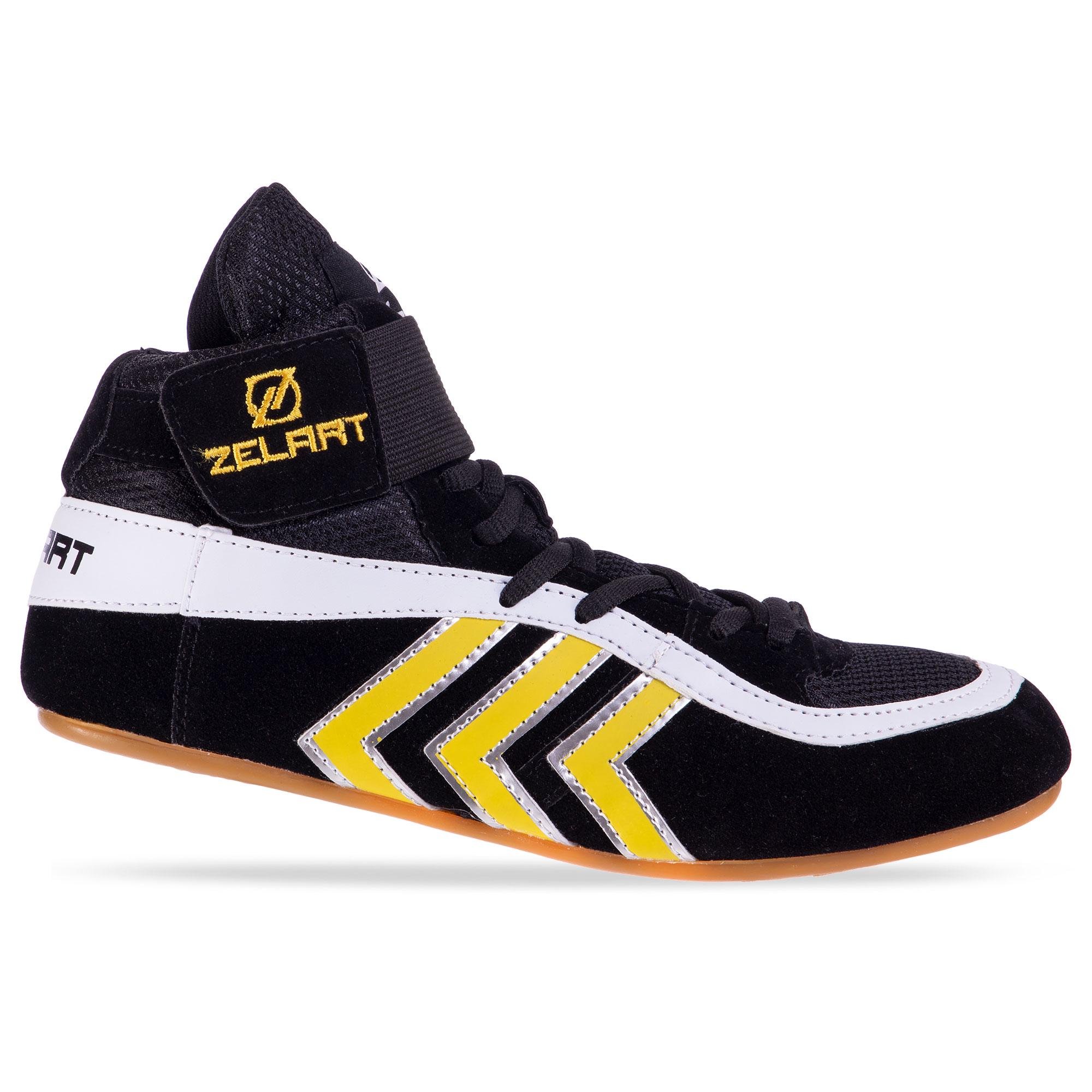Борцовки замшевые Zelart р. 37 Черный/Белый (OB-4858-BK)