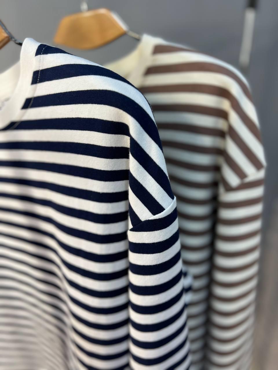 Лонгслів жіночий TEXTURE 1255 реглан смуга вільний крій OS Бежевий (1433) - фото 9