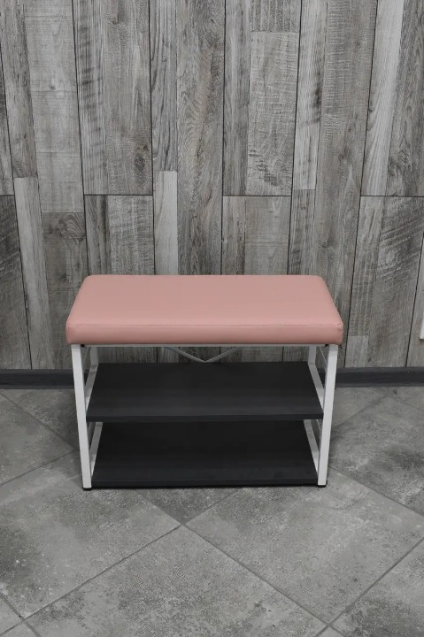 Банкетка для взуття металева з м'яким сидінням 32х47х60 см Рожевий (28375270)