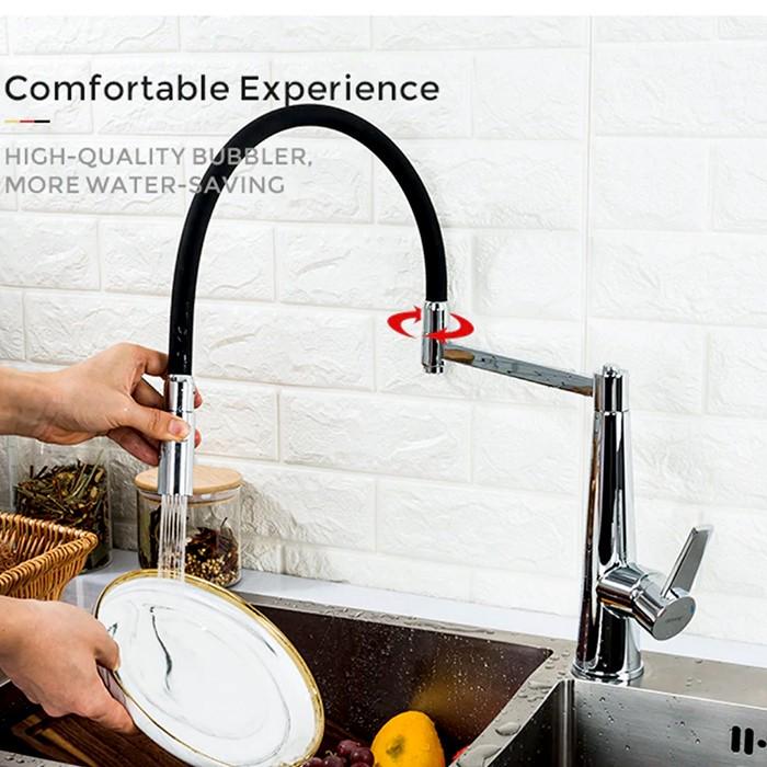 Змішувач для кухні з гнучким зливом Gappo G4398-15 Чорний/Хром - фото 7 Змішувач для кухні з гнучким зливом Gappo G4398-15 Чорний/Хром - фото 7