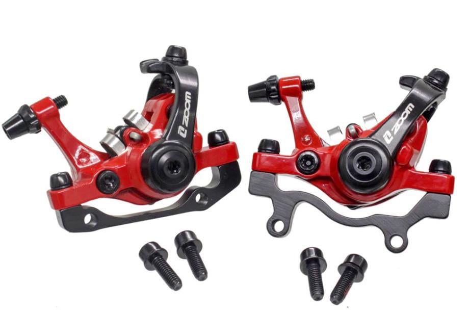 Тормоз дисковый двухпоршневый с двумя активными колодками Zoom DB680 передний/задний 160 мм Красный (1302814027)