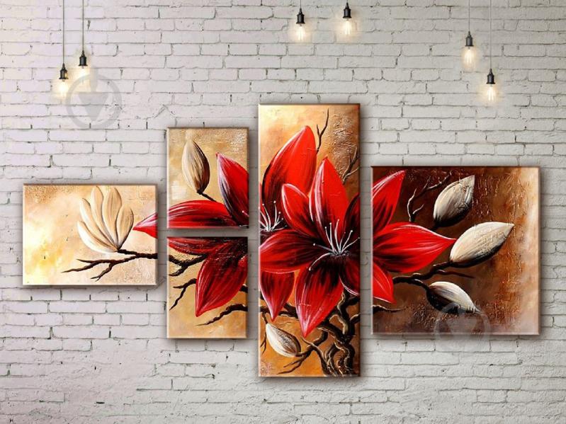 Модульная картина акрилом цветы ArtStar MHM17_4_338 размер 80 х 160 см