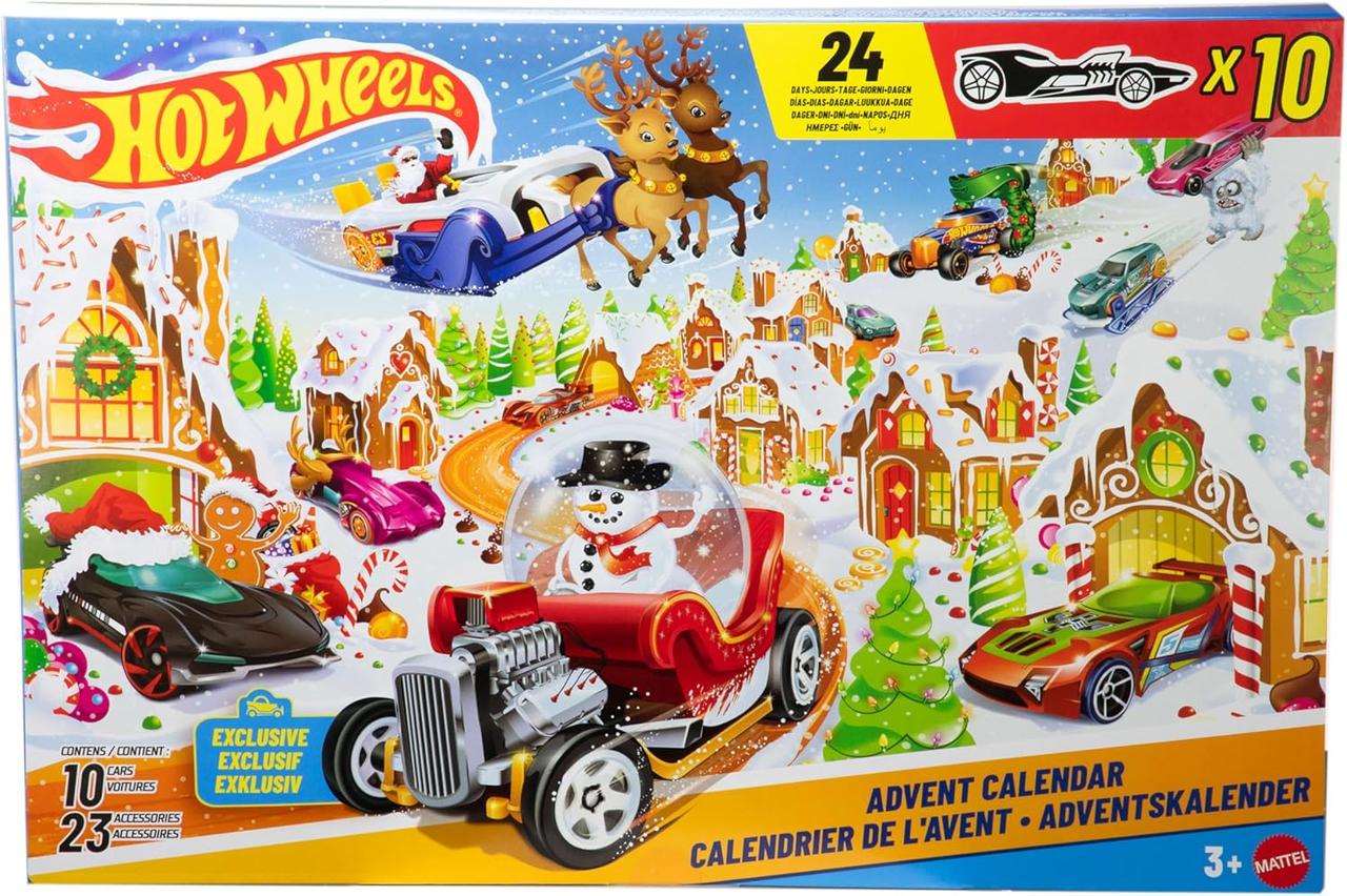 Адвент-календарь 2025 Hot Wheels Advent Calendar новогодний с набором машинок