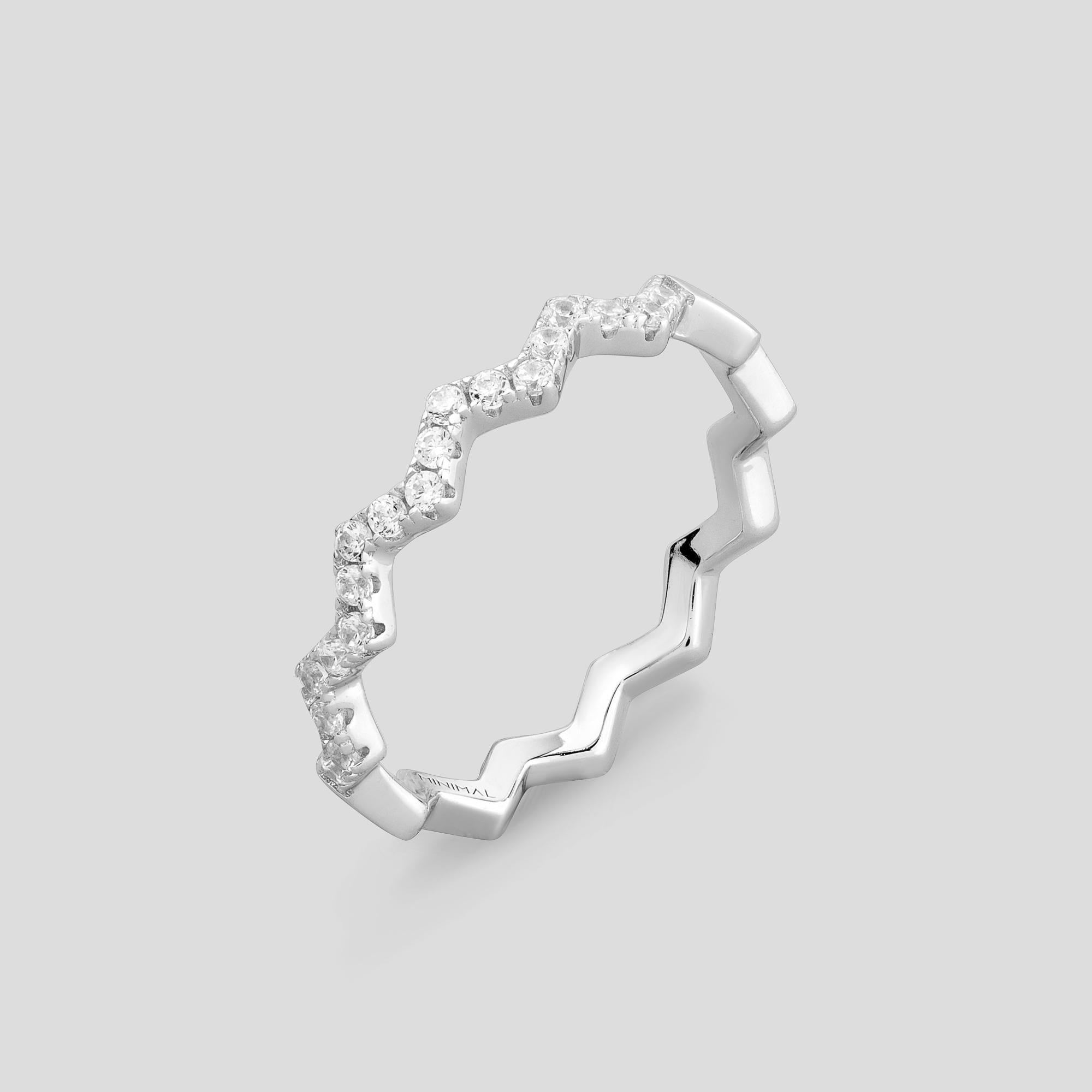 Серебряное кольцо Minimal Сияние волн р. 16 (16517)