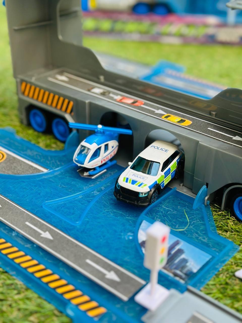 Детский автотрек паркинг для машинок игрушечный автовоз трейлер набор чемодан с машинками фура с треком(2688229857) - фото 2