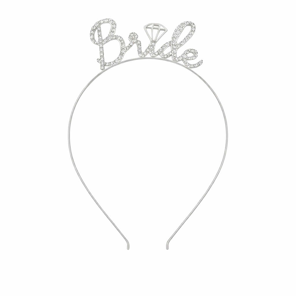 Обруч для нареченої на дівич-вечір Bride зі стразами Срібний (44)