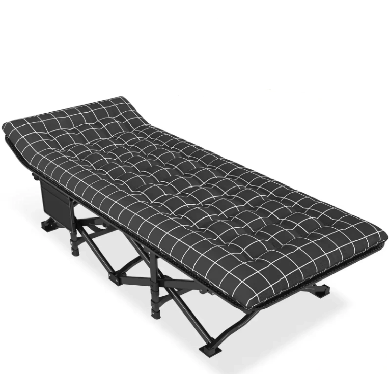 Розкладачка LEOBRO 190х70х35 см до 150 кг з матрацом Чорно-білий (LBCC-S04-PP)