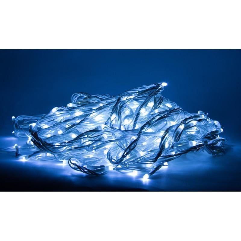 Гирлянда занавес дождь 1,5x1,5 м 240LED 8 режимов холодный белый IP44 (650163)