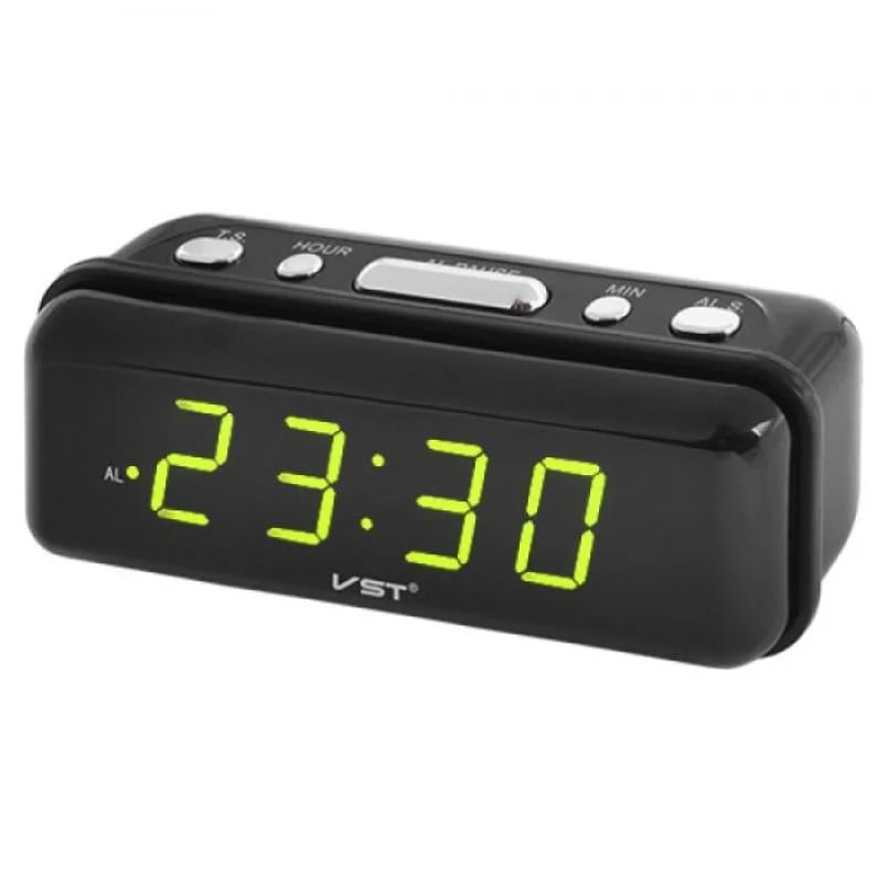 Часы настольные цифровые светодиодные с будильником VST-738 220 W и батарейки Черный (549)