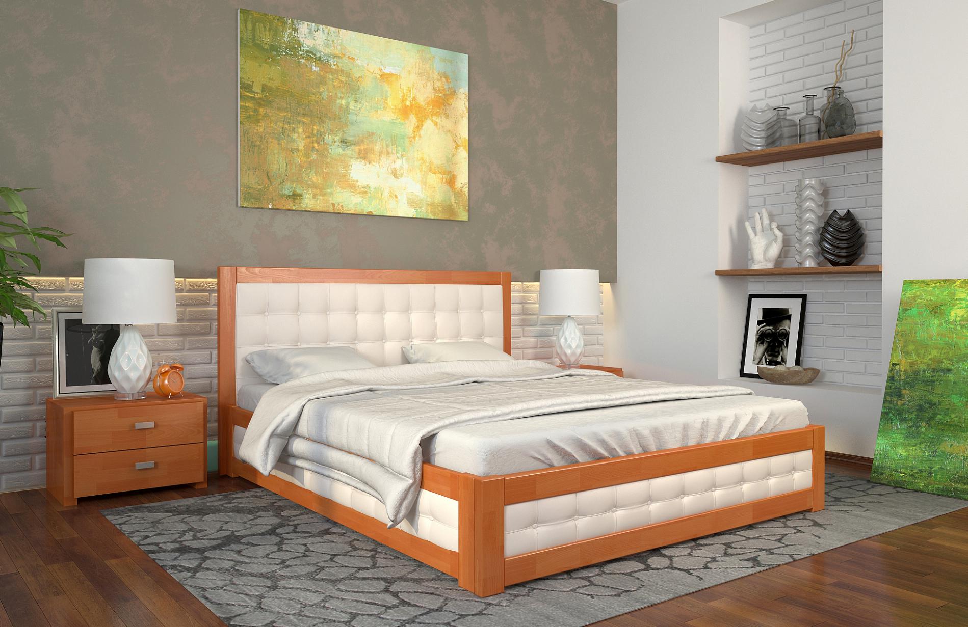 Кровать с подъемным механизмом из натурального дерева сосна Arbor Drev Рената М 160х200 см Ольха (14922)