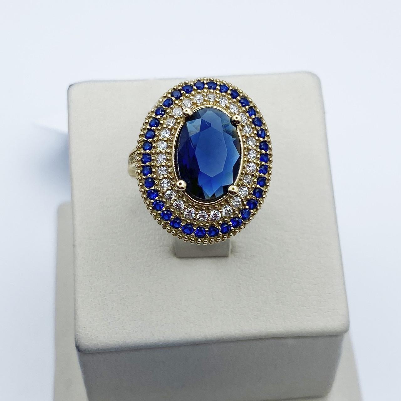 Кільце срібне Роксолана з сапфіром та кубічним цирконієм р. 16,5 5,45 г (2049084530)