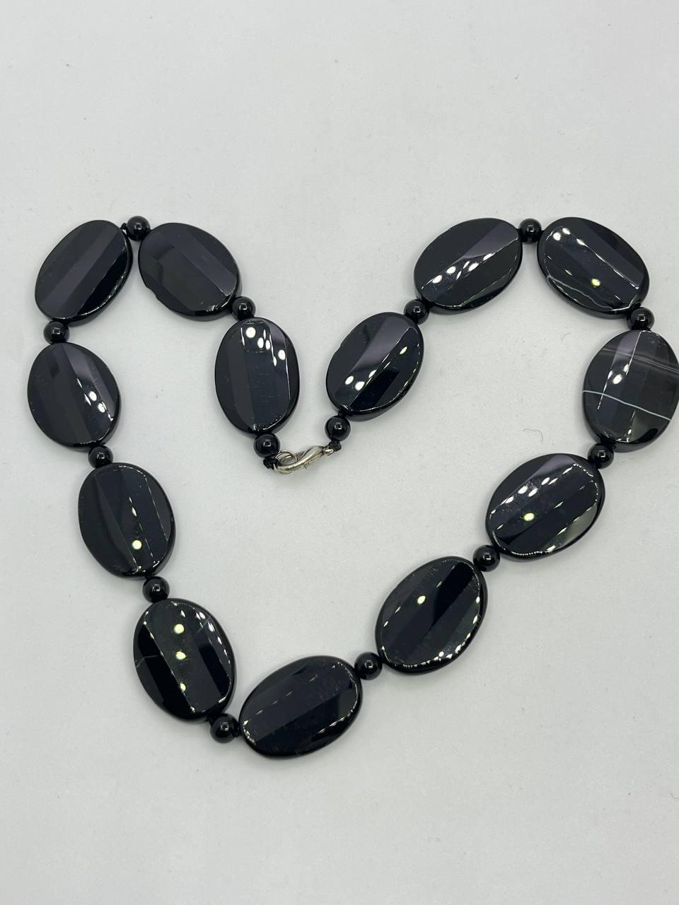 Намисто агат 48 см Чорний (10453)
