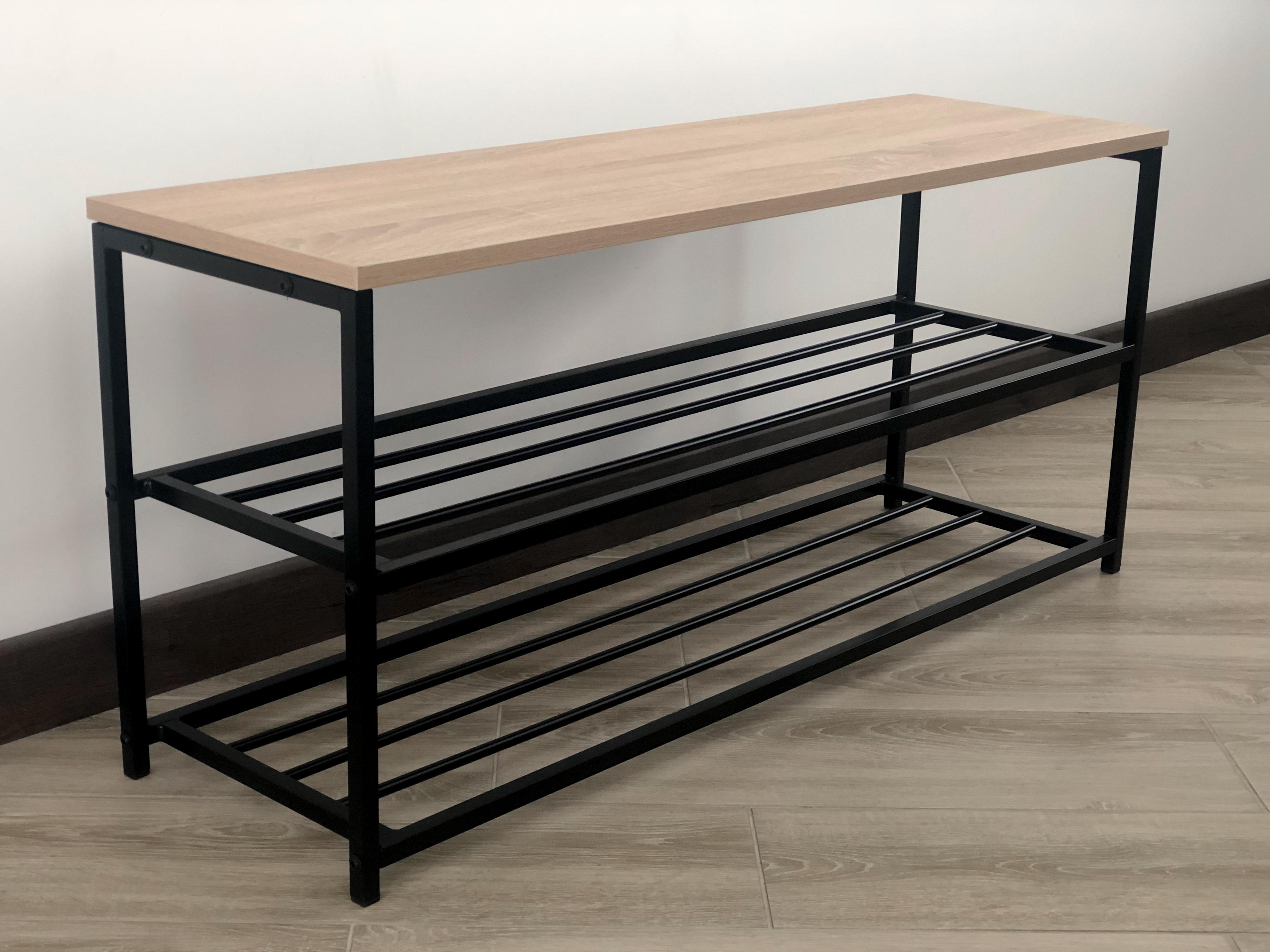 Полка для обуви RS-3 100 см Черный/Дуб Сонома (79057976434663)