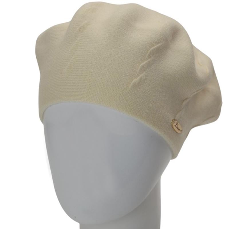 Берет женский Novita ВИКИ двойной с узором one size Молочный (285943) - фото 1 Берет женский Novita ВИКИ двойной с узором one size Молочный (285943) - фото 1