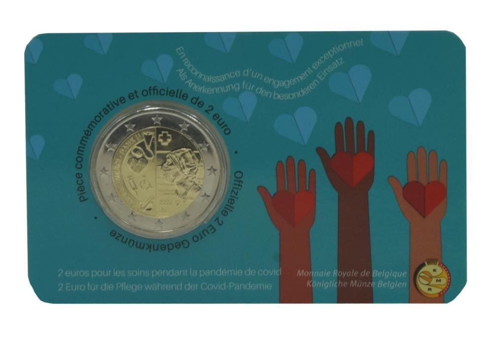 Коллекционная монета Бельгия 2 евро 2022 Биметалл UNC Здравоохранение во время пандемии коронавируса COVID-19 (М17186)