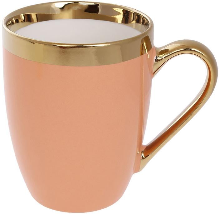 Чашка порцелянова золота лінія 360 мл Пудровий із золотим - фото 1 Чашка порцелянова золота лінія 360 мл Пудровий із золотим - фото 1