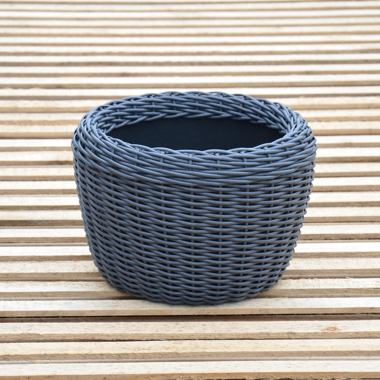 Кашпо для рослин з штучного ротангу 12 л Графітовий (11717131) - фото 2