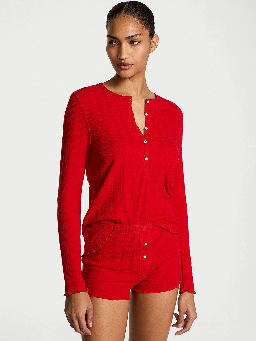 Пижама модал Victoria's Secret Heart Pointelle Short Pajama Set S Красный (29978140D)
