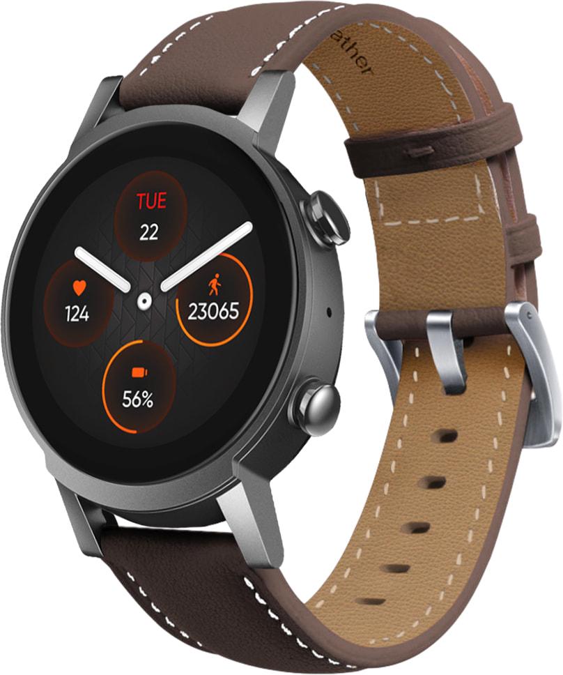 Ремешок кожаный Folsa для Mobvoi TicWatch E3 Dark Brown (31536-05)