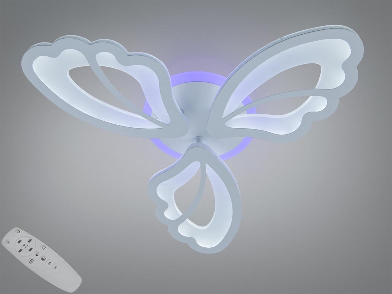 Люстра светодиодная потолочная для гостиной 8166/3WH LED 3color dimmer 50 Вт с пультом и димером Белый (2941179577)