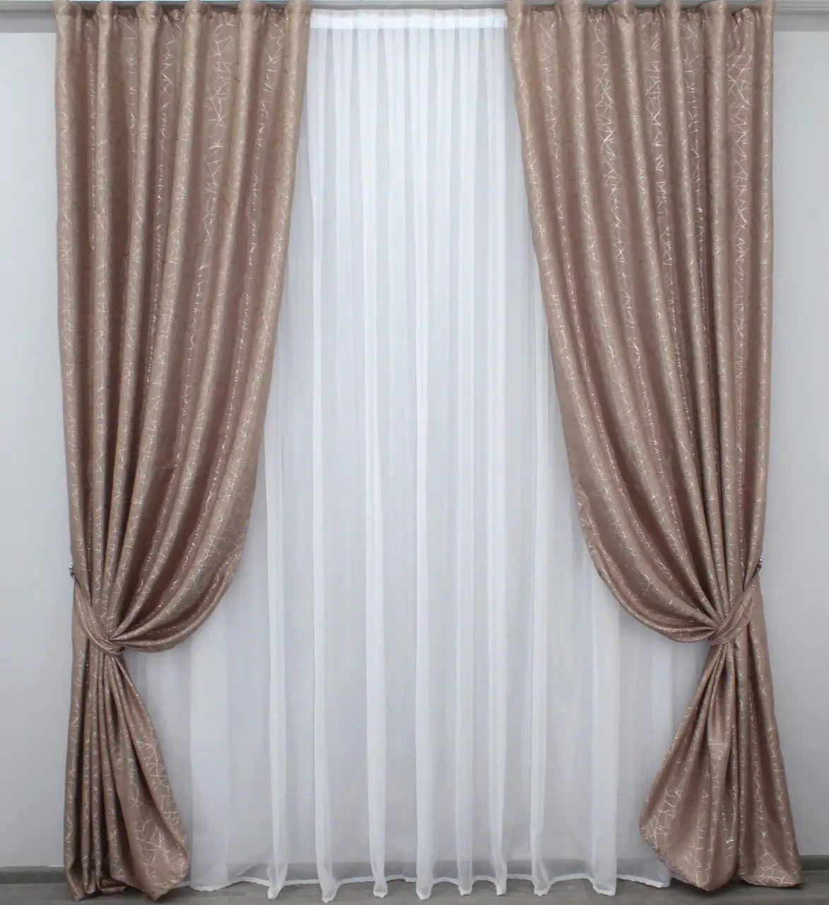 Штори для спальні жаккард 300x270 см Бежевий (Е1011013В-02) Штори для спальні жаккард 300x270 см Бежевий (Е1011013В-02)