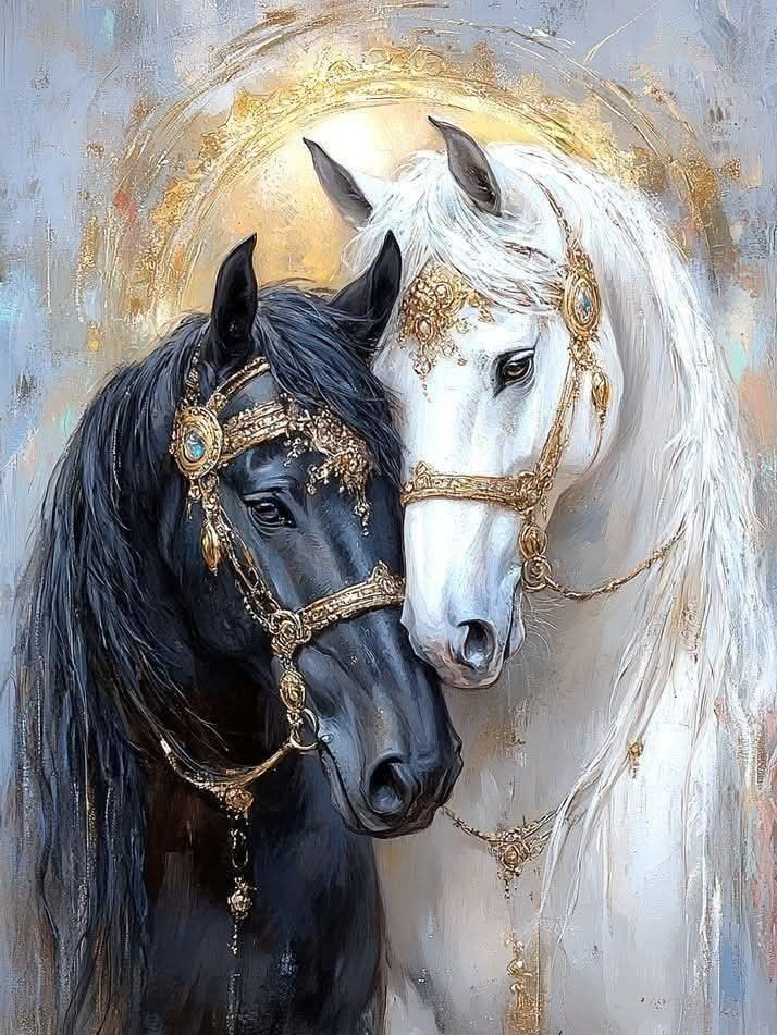 Алмазная мозаика Пара лошадей полная выкладка/квадратные камни/без подрамника 45х60 см (AS 604529)