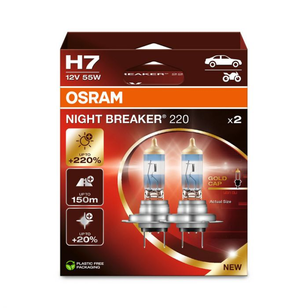 Лампа 12V H7 55W +220% Osram Night Breaker PX26d (64193NB220-2HB)